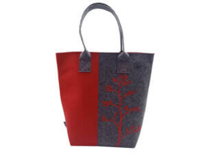 Tote Bag || Harakeke Flower Red on Grey