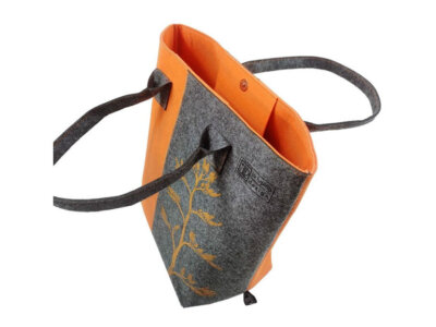Tote Bag || Harakeke Flower Orange On Grey - Image 2